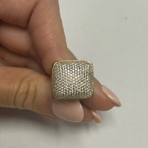 Suzy Levian Yellow Sterling Silver White Red CZ Large Dome Ring NWT